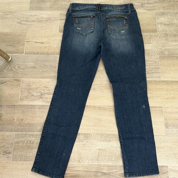 G By Guess Skinny Jeans-Dark Blue Wash Distressed Skinny Leg-Mid-rise 32 W x 31" - Picture 4 of 8
